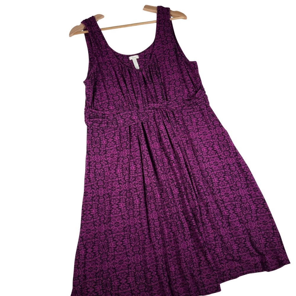 Soma Intimates Purple Black Geometric Empire Waist Sleeveless Jersey‎ Dress XL